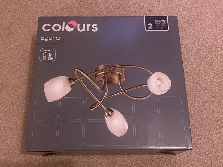 image for Egeria brushed antique brass effect 3 lamp ceiling light