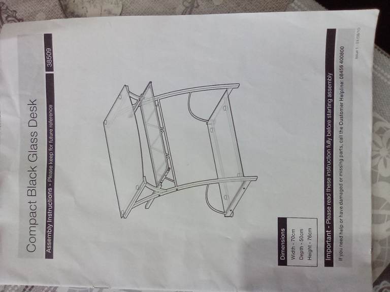 Used compact Black Glass Desk 