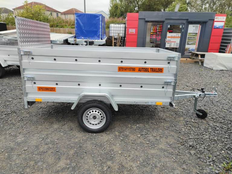 BRAND NEW 7,7FT X 4,2FT SINGLE AXLE DOUBLE BROADSIDE TRAILER WITH RAMP