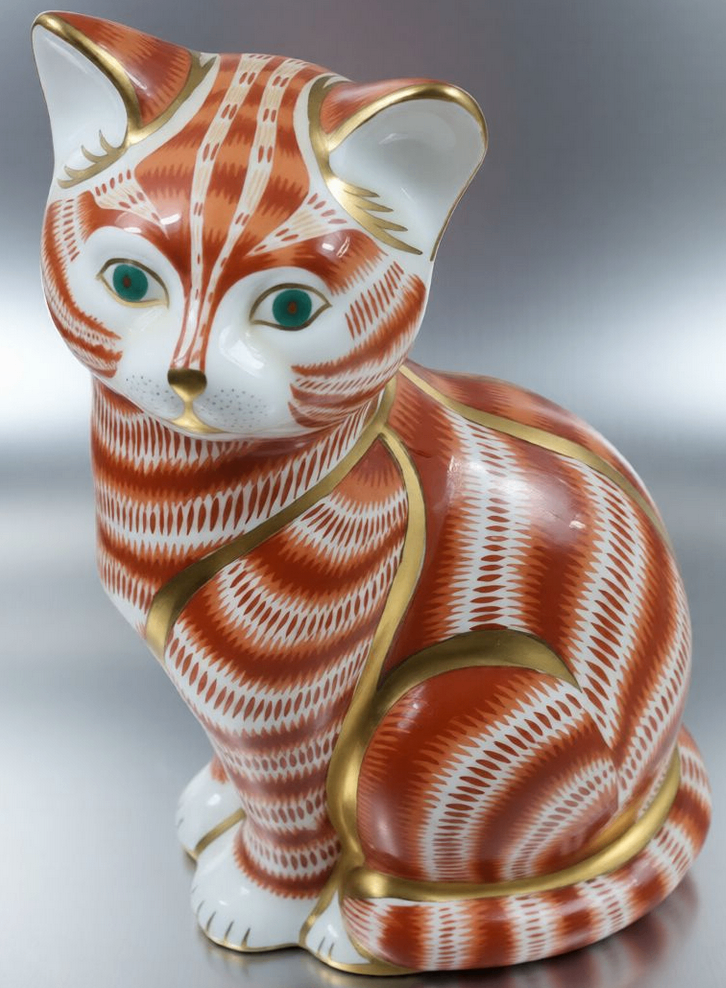 Retired Royal Crown Derby Ginger Tom Cat Paperweight