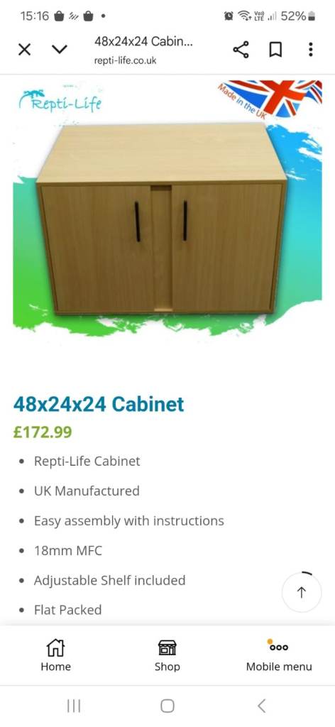 Repti life reptile vivarium cabinet. Brand new and still boxed. White 