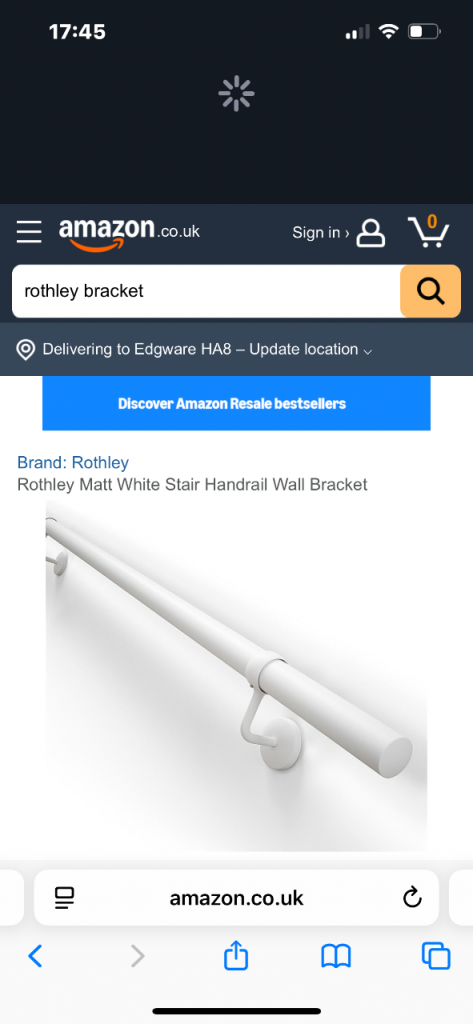 New Parts for a 1.2m Matt white Rothley  handrail