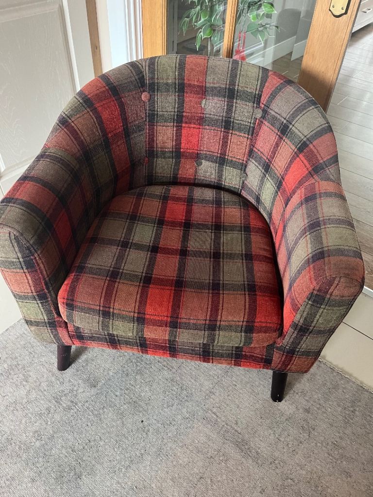Red gray and black chair do bedroom or lounge