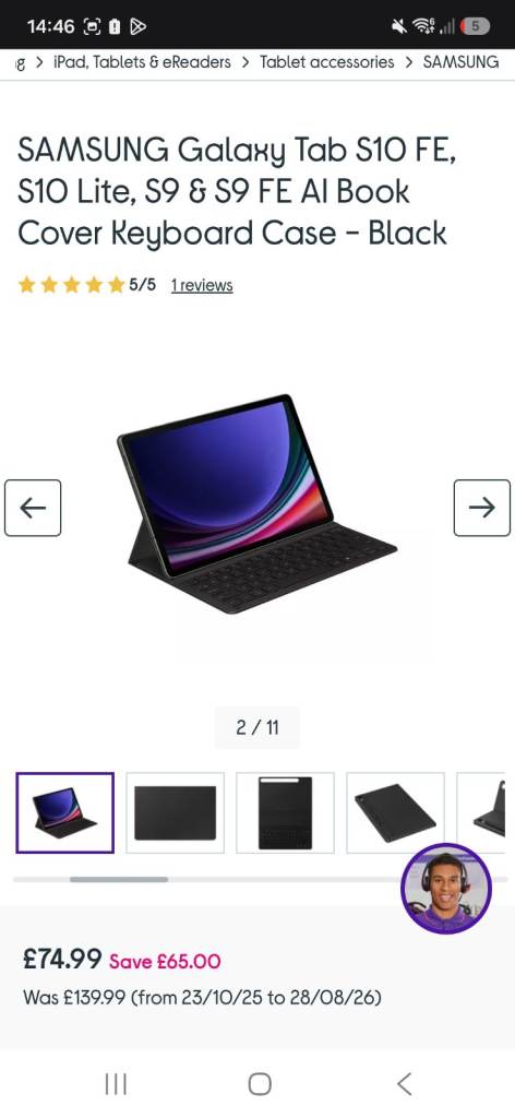 Samsung Galaxy Tab S10 FE 128GB Wi-Fi Tablet with Keyboard Case - Black