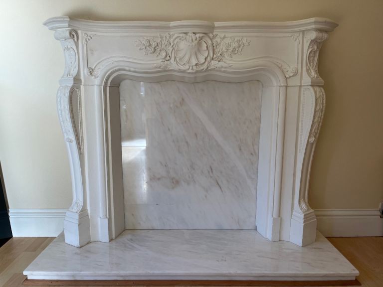Ornate Fireplace/Fire Surround with Marble Back and Harth