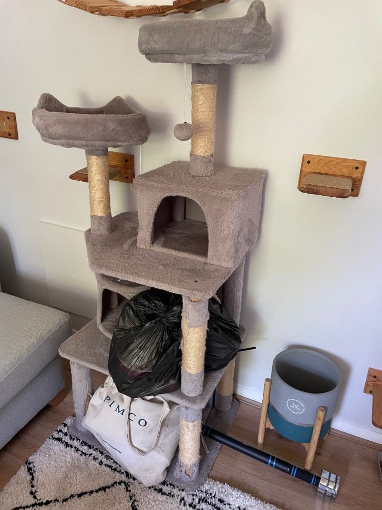 Tall cat tree with two beds