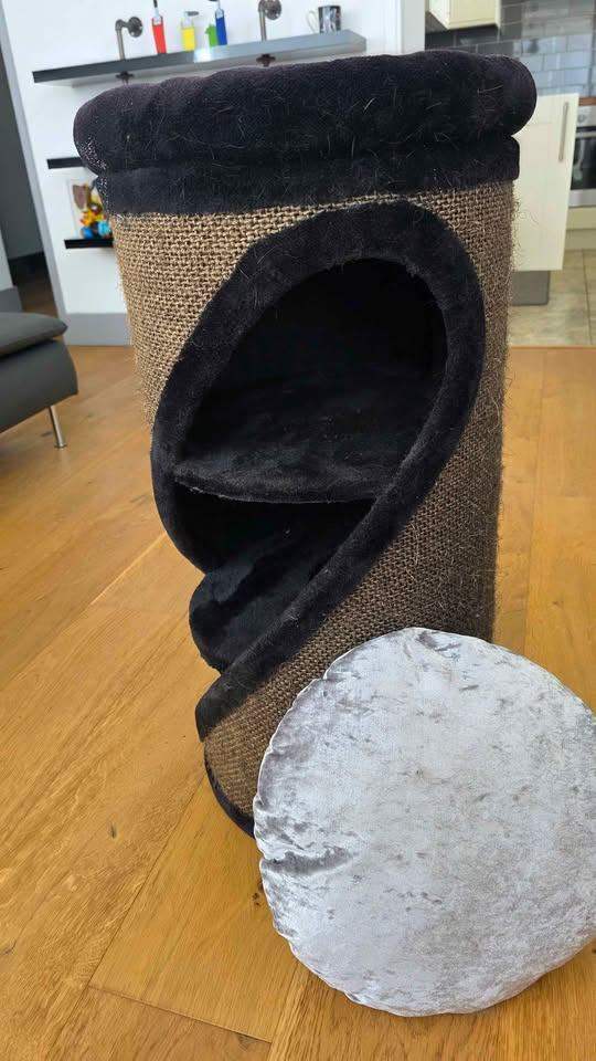 Tower cat bed and scratching post