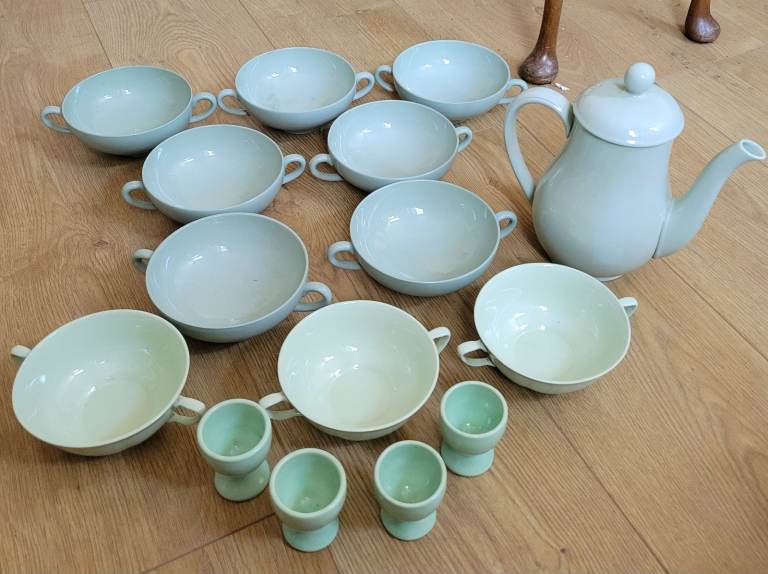 Assorted Tableware WEDGWOOD, SPODE, Soup Bowls, Egg Cups, Coffee Pot, Made in England