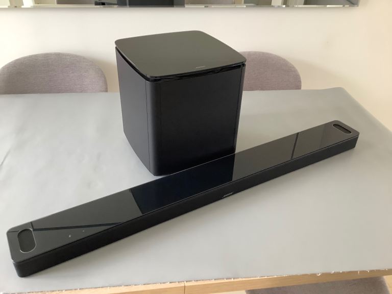 Bose ultra Dolby atmos soundbar and matching subwoofer 