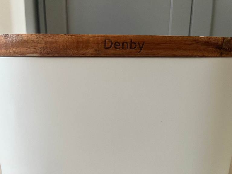 DENBY stylish white bread bin crafted from Galvanised Steel with a ...