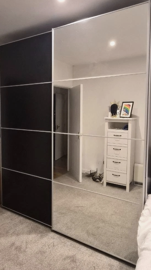 LARGE IKEA PAX Black Wardrobe, 2 Hang Rail, 3 Shelf & 8 drawers, 200x236 FREE DELIVERY 180