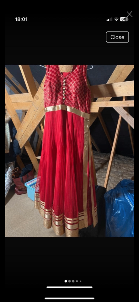 Red and Gold Anarkali. 