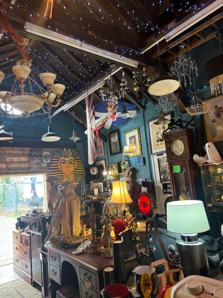 Antiques vintage lighting furniture collectables props French country floral 