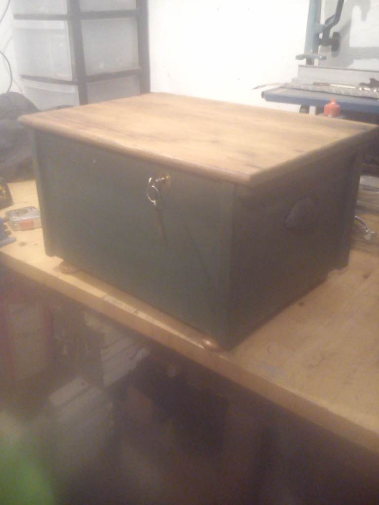 Upcycled, vintage, shabby chic, pine trunk/coffee table.