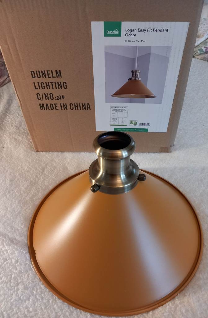 2 x Dunelm light shades with shade fitting. New in boxes.