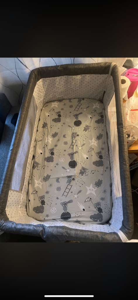 Cosy Baby Next2Me Cot / Co-Sleeper - Grey Pattern
