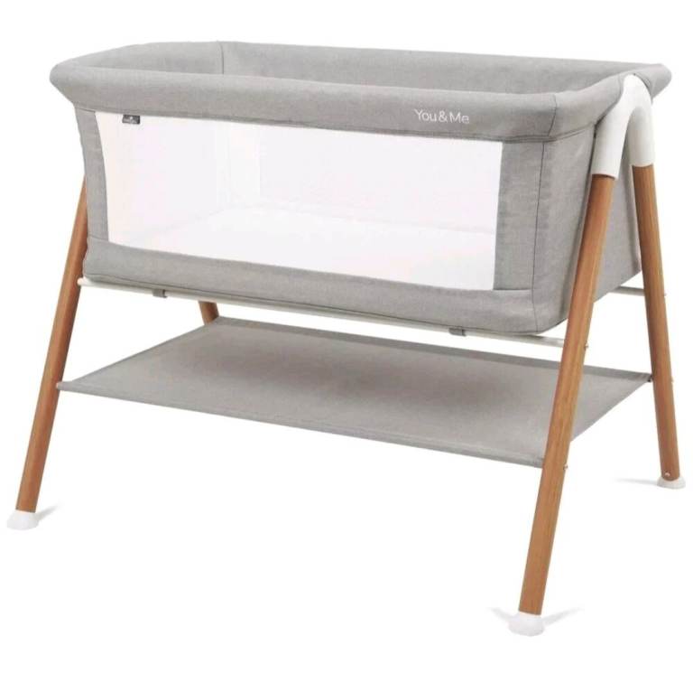You & Me Bedside Crib – Grey, Good Condition