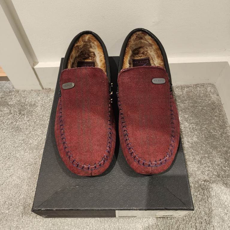 ted baker warm fur moccasin loafers leather men women shoes with box