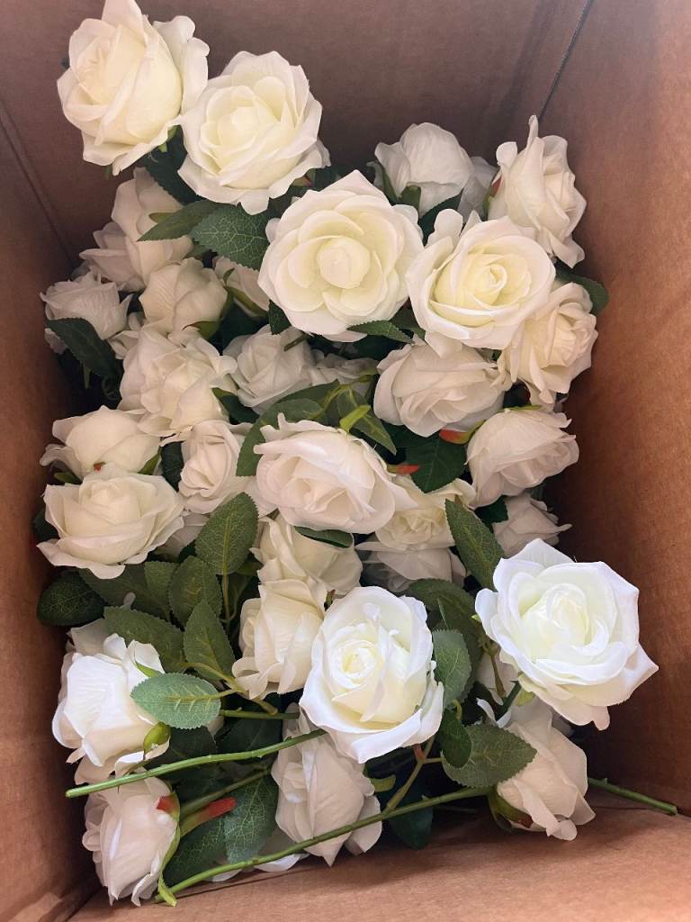 Faux white roses