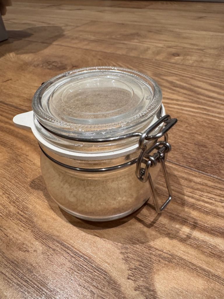 Small Glass Preserve Jar with Clip Lid with a sea salt - New