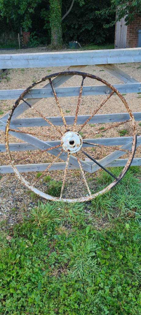 Vintage metal cart wheels