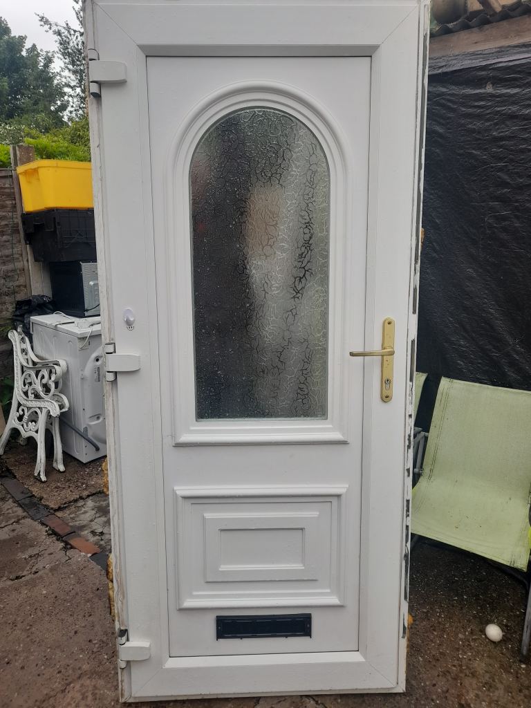 White UPVC Front Door with Frame 