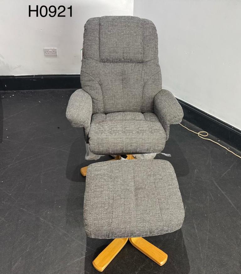 DFS Capri Grey Swivel Recliner Chair & Footstool  New  £250 Free Local Delivery