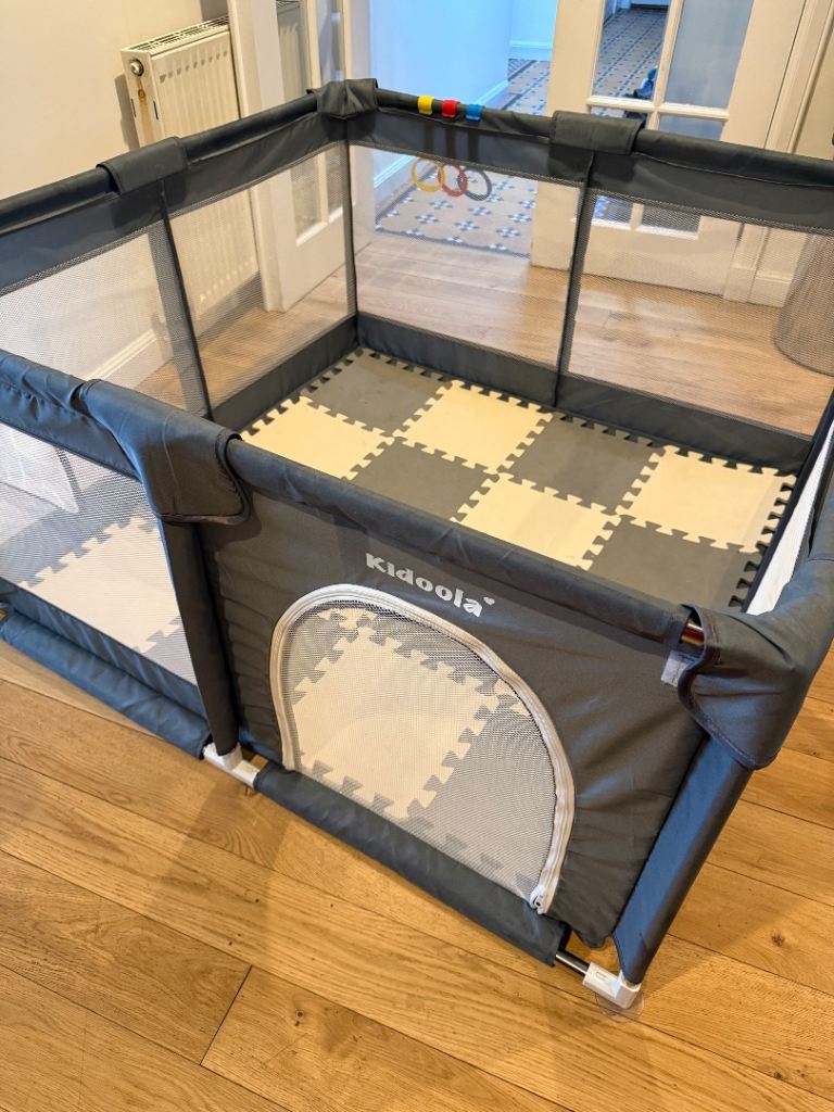 Kidoola Baby Playpen with Mat – Grey, good condition 