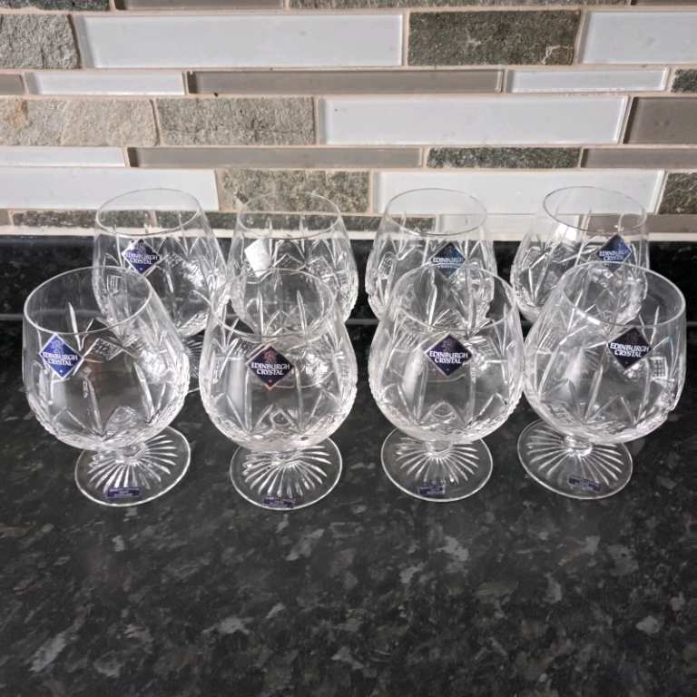 EDINBURGH CRYSTAL SKYE CRYSTAL BRANDY GLASSES x8