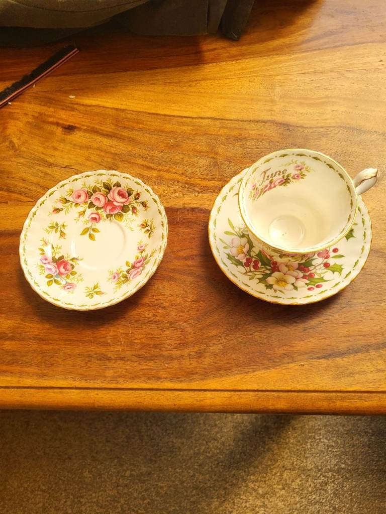Royal Albert Bone China Tea Cup and Saucer - Flower of the Month
