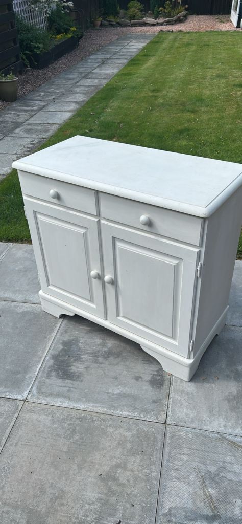 White Wooden Sideboard with Drawers and Cupboard