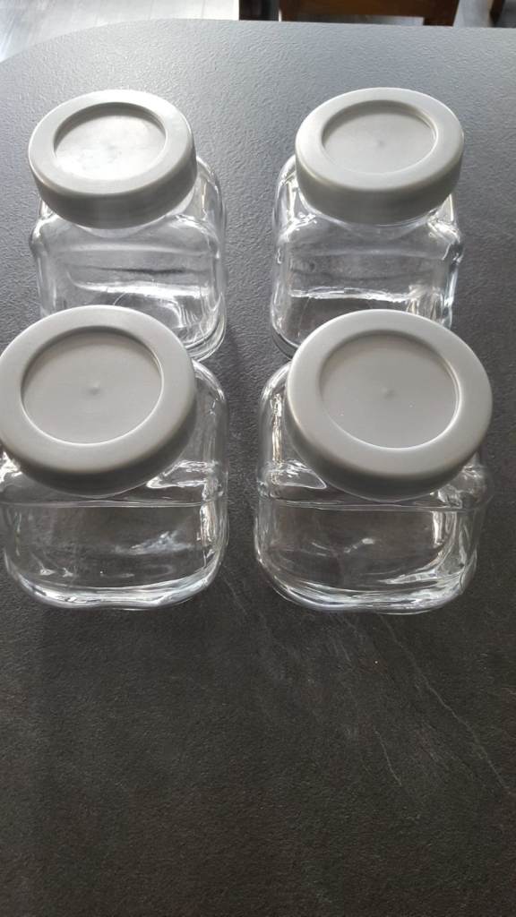 Glass cookie/storage jars x 4