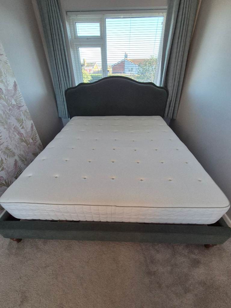 Super king green velvet bed frame 