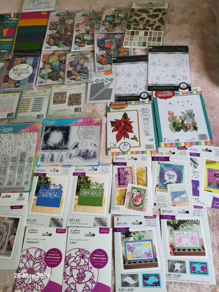Large selection of Paper craft items Dies, Stamps, Paper Collections, Cardstock, Stencils and MORE