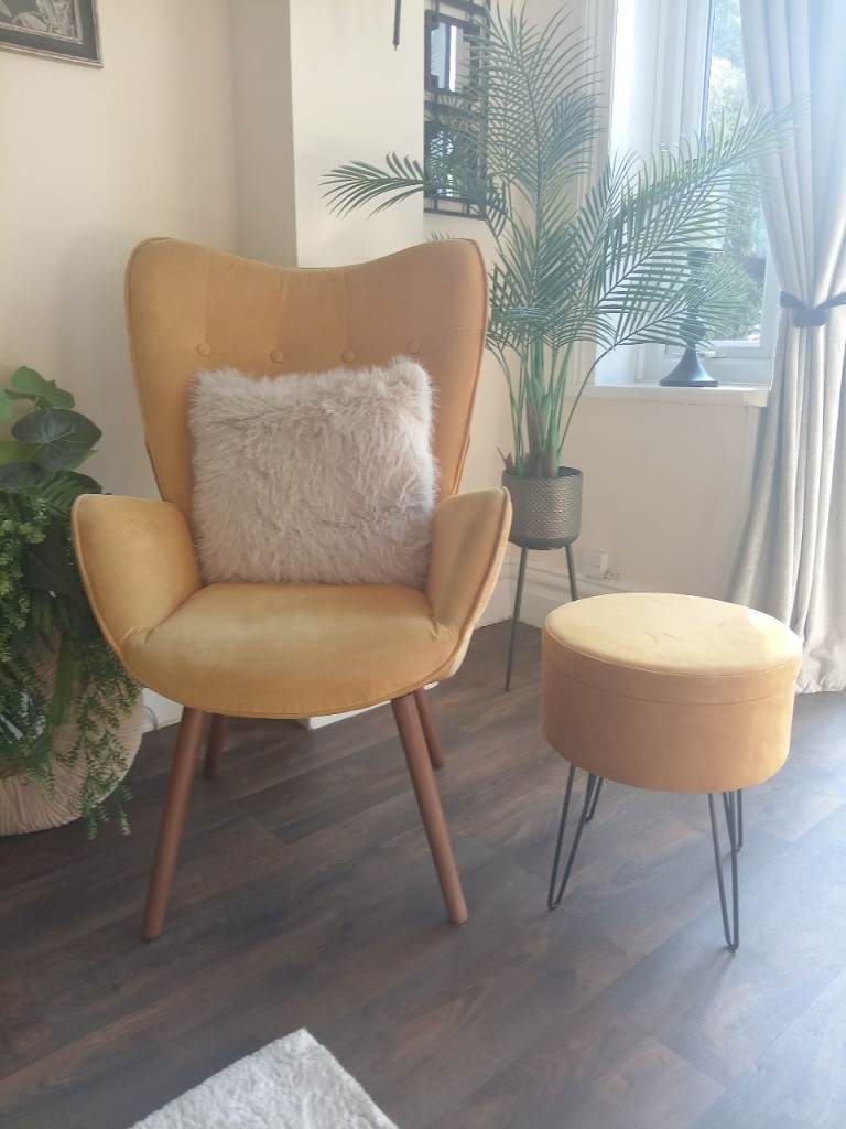  wingback chair and storage stool