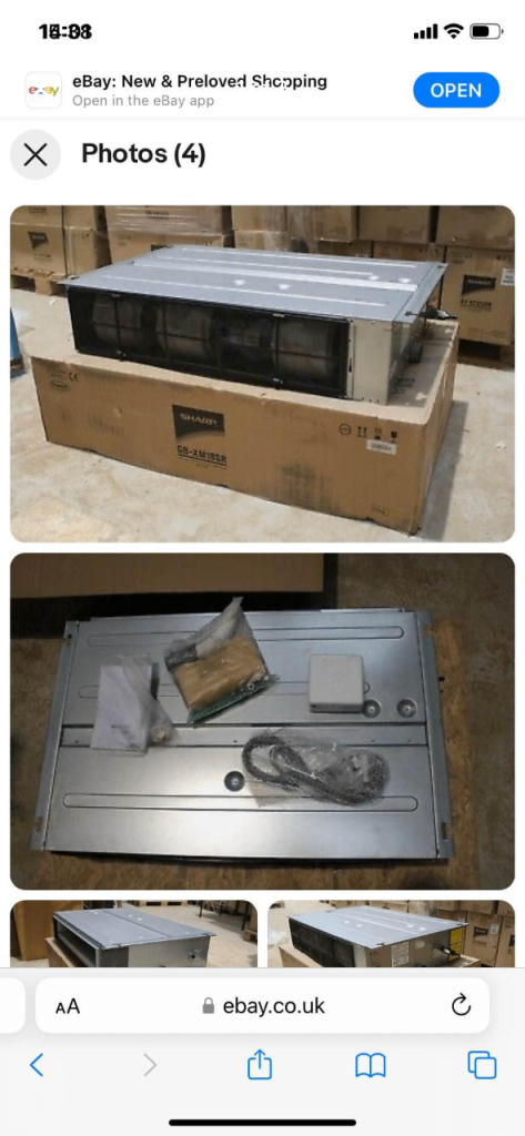 Sharp commercial air conditioning unit for shops garage 