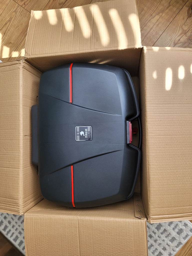 Black TDGO motorcycle top box (or tail trunk) 