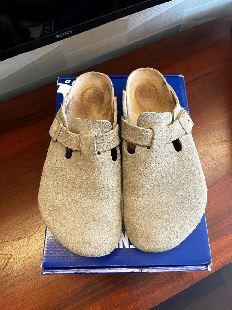 Birkenstock Boston Suede Clogs – Beige, Size 40, Good Condition
