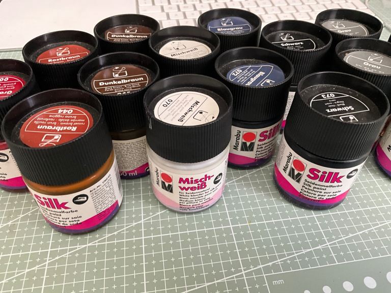 Maribou Silk Paint and accessories.  Artists materials.