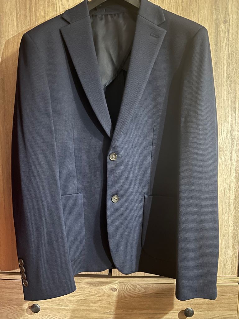 Studio Edit Navy Textured Jersey Blazer