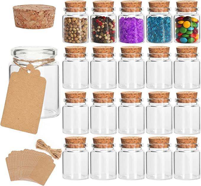 Empty Mini Bottle with Cork Stopper 15ml Glass Jars idea for Wedding Small Wishing Bottles
