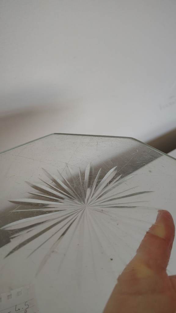 Pair of Glass Table Trays Octagon with Star Design Decorative Vintage Retro
