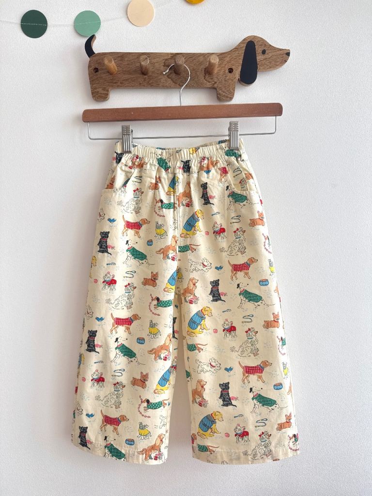 Kids Dog Print Cotton Wide Leg Trousers – 3 Years / 100 cm – New