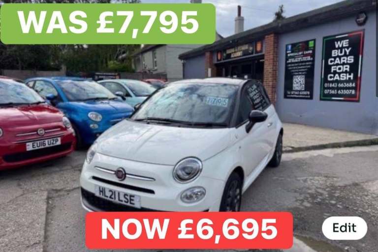2021 Fiat 500 1.0 Mild Hybrid Hey Google 3dr HATCHBACK Petrol Manual