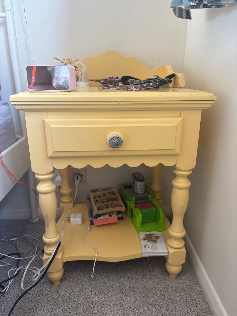 Charming Yellow Bedside Table with Drawer