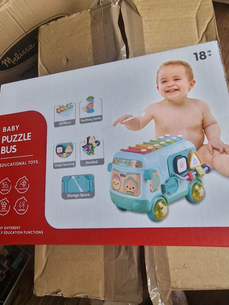 New Baby Puzzle Bus Educational Toy for 18 Months+
