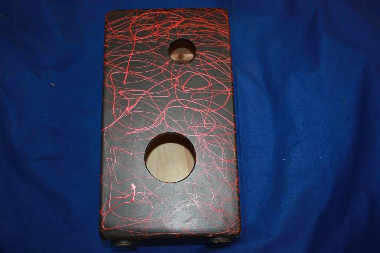 RJM Custom Cajon ~ Red Splatter Bespoke Finish ~ Made In England ~ 23in x 12in x 12in ~ £95 ono