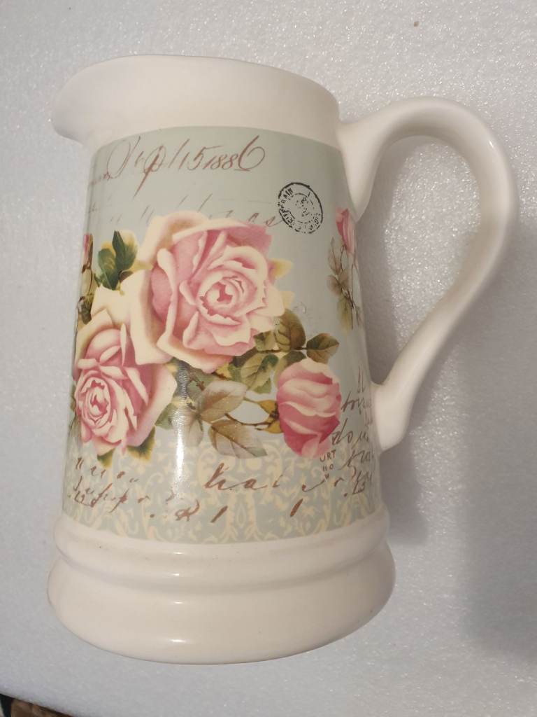 Dunelm Parisian floral jug duck egg