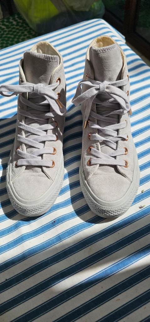 Converse Trainers. Chuck Taylor Hi Tops in Grey suede size 4.