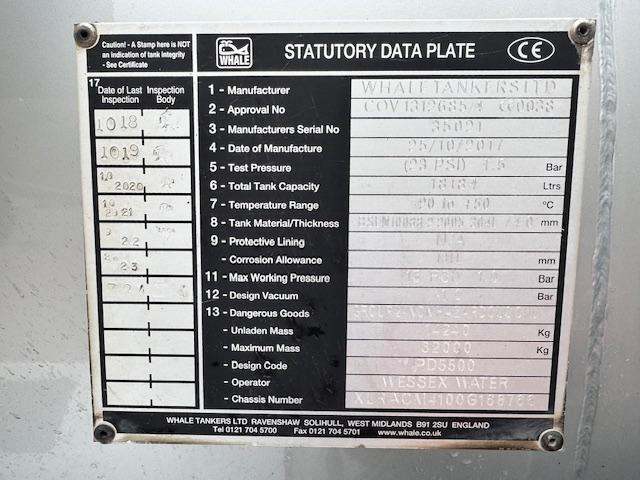 2017 67 DAF CF 440 E6 8x2 Whale stainless steel 18184ltr vac tanker Molex pump